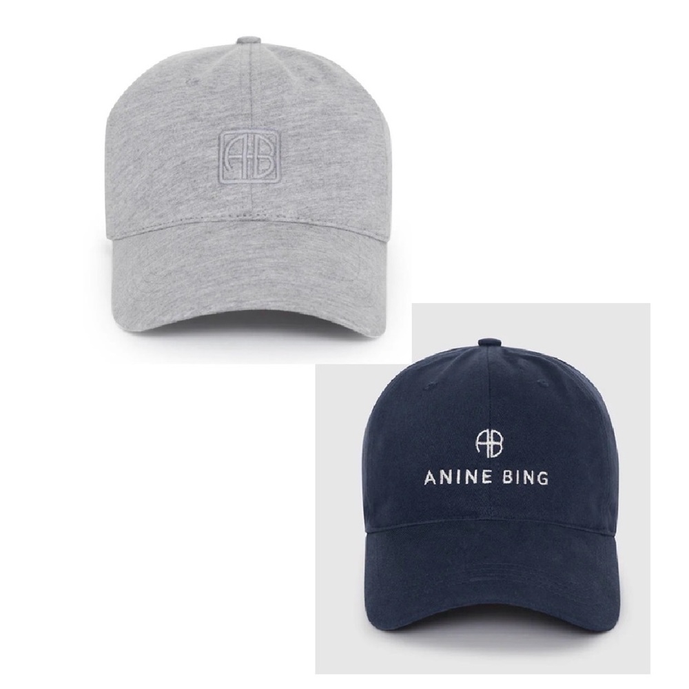 TWO Anine Bing Logo Baseball Cap - Grey & Navy